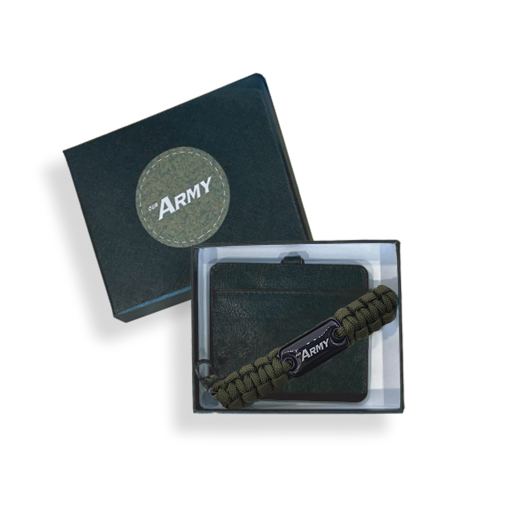 Dark Green Paracord Lanyard and PU Leather Card Holder