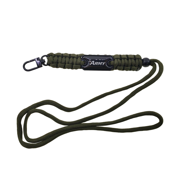 Dark Green Paracord Lanyard and PU Leather Card Holder